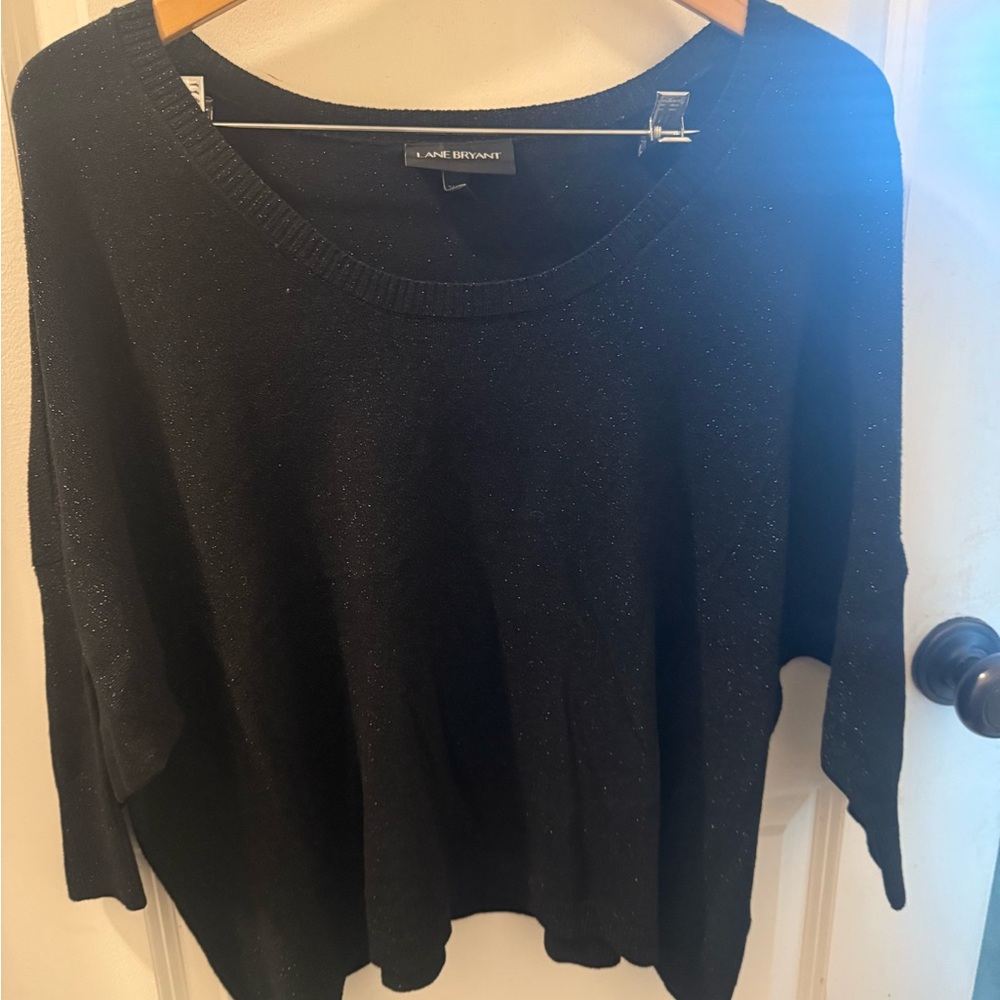 Lane Bryant Black Scoop Neck Sweater Lightweight Knit